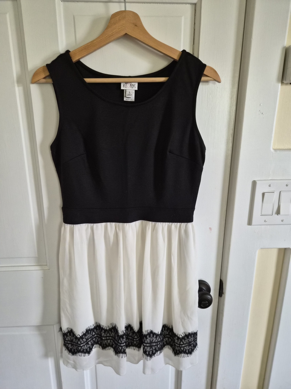Black and White Lace Hem Dress